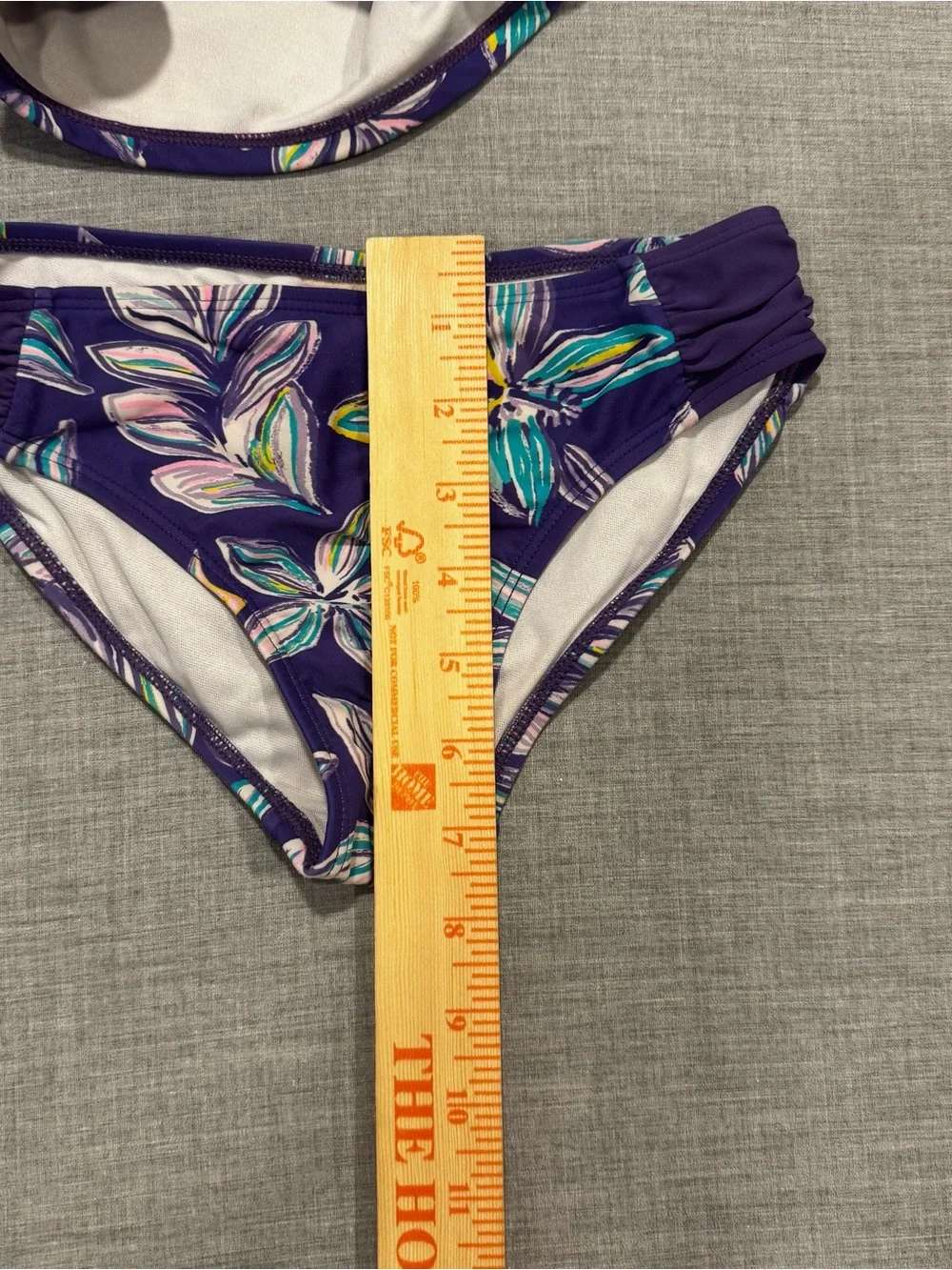 Girls Size 8 Purple Floral Ruffle Tankini 2-Piece Swimsuit Swim Set Beach Pool